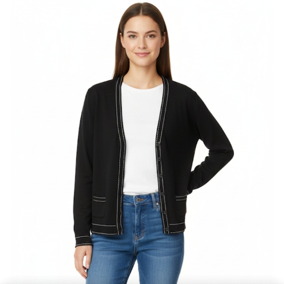 BCBG Sweaters - Bcbg  black buttondown cardigan sweater size L